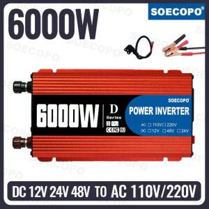 SOECOPO 6000W 차량용 인버터 DC 12V에서 AC 110V/220V 변환기 차량용 전원 어댑터 12V/24V/48V 입력 캠핑용 자동차 액세서리 RV
