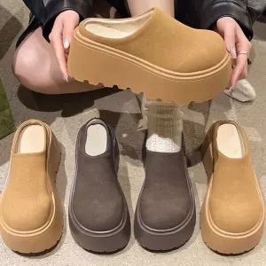 여성 키높이 플랫폼 둥근코 슬리퍼 데일리 발편한슈즈 amB8+8ene