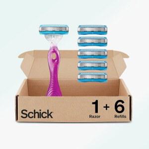 SCHICK HYDRO SILK 여성용 면도기 3개, 6개 포함 면도날 리필