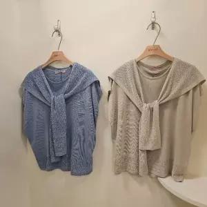 [하프클럽/스테파니]스테파니 HC07 여름 케이프 니트 세트 A25SW5229