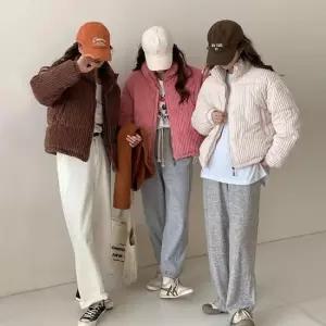 숏패딩 여성 코듀로이 골덴점퍼 하이넥 숏패딩점퍼 부드러운