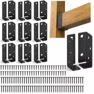 10PASK 금속 데크 난간 브래킷 커넥터 비닐 펜스 패널을 고정할 수 있는 조절 가능한 목재 기둥 현관 빔