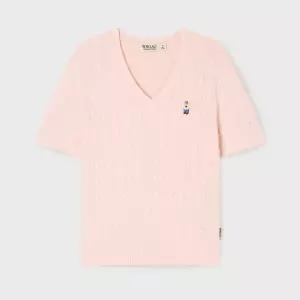 [롯데백화점]후아유 [여성] Steve V-neck Cable Short Sleeve Sweater / WHKAG2411F