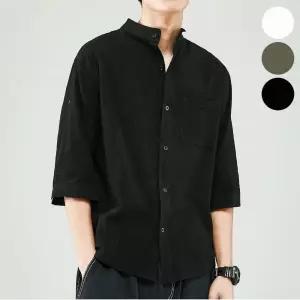 롤업 남자 셔츠 린넨 반팔 여름 소매 차이나카라 jAM6+2ddh