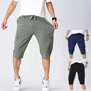 포켓카고 우븐7부반바지 사방스판 밴딩 루트 런닝반바지 7부바지 [fF801B0]