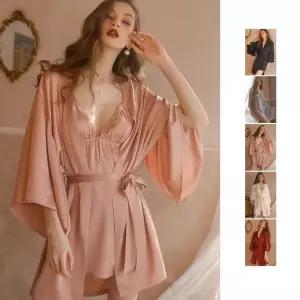 [베스트TOP100]키밍 실크 브라캡 레이스 잠옷 흠웨어 가운 파자마