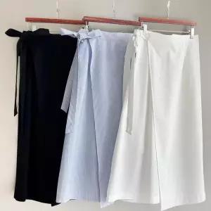 여성 해변 패션 스트라이프 리본 A라인 랩 롱스커트 (38565015)