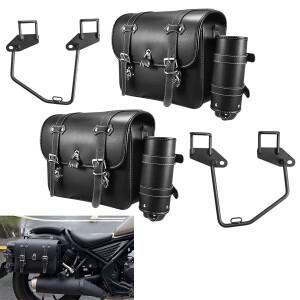 혼다 레블 CM300/500 2017-2024용 브래킷이 있는 오토바이 새들백 PU 가죽 사이드 러기지