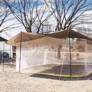 (사이즈 14-15인용 줄무늬)모기장 사각 대형 텐트 캠핑 야외 텐트형 차박모