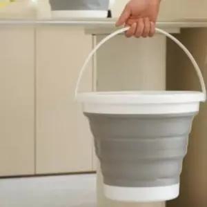 (옵션 5L(그레이))휴대용 접이식 실리콘 양동이 캠핑 세차 세탁 다용도 바스켓