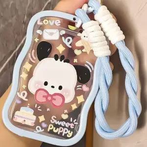 산리오 포차코 투명 카드 케이스 손목 스트랩 가방 키링 학생증 교통카드 신용카드 홀더