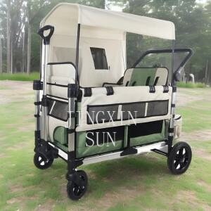 인기 급상승 - 안전하고 고품질의 야외용 고급 4인승 유모차 웨건 어린이 유아 여행 캠핑용 접이식 캐노피