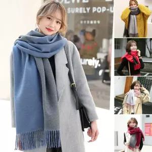 부드러운 캐시미어 양면 색상이 다른 숄 겸용 머플러 qVA4+5uVM