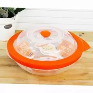 주방 전자 식품 원형 뚜껑 레인지용 전자 보관 찜기 다용도 스팀 플라스틱 용기 음식 반찬 데우기 채소