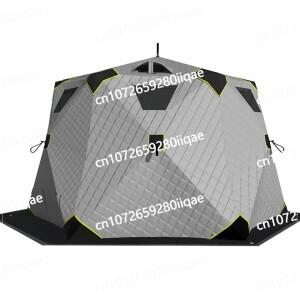 스토브 잭과 바닥이 있는 단열 아이스 피싱 텐트 6-7인용 겨울 쉼터