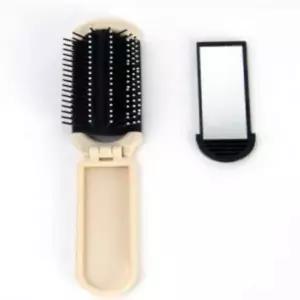 ( )휴대용브러쉬 거울브러쉬 포켓거울빗 휴대용빗 접이식 거울빗 화이트