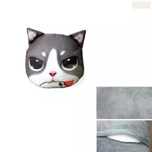 극세사 고양이 캐릭터 얼굴 쿠션 큐트 캣 디자인 등받이 쿠선 배게 배개