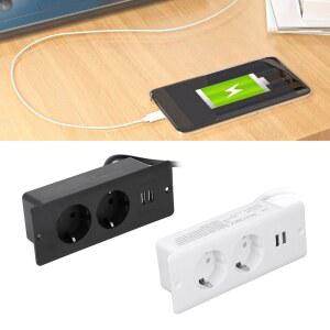 내장형 전원 콘센트 허브 책상 오목한 케이블 5M 소켓 USB 포트 데스크 10A