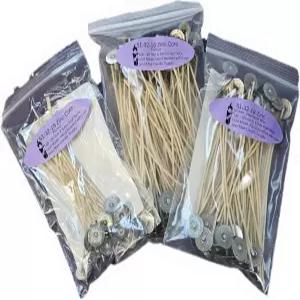 12팩 제스 메이 프로페셔널 리지드 아연 코어 캔들 윅스 51-32-18 6인치 프리 왁스 및 금속 베이스 탭