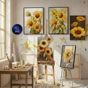 거실 대형 해바라기 그림 액자 집들이 개업 선물 유화 캔버스화 재물운 풍수지리 인테리어 그림 소품
