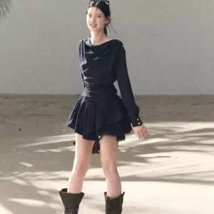 OAKMOO 드레이프 셋업 린넨 칼라 코디세트