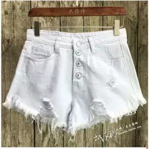 손오반 여성 청바지 핫팬츠 루즈핏 트리밍 빅사이즈 반바지 여뚱 퍼 하이웨이스트 버클 청반바지 슬림핏 A