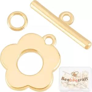 비크래프트 10 세트 18K 골드 도금 토글 주얼리 클랩스 커넥터 플라워 T 바 목걸이 팔찌 귀걸이 제작용