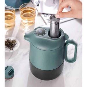 온도표시 보온 주전자 보냉 물병 1L 우드손잡이 식당 1500ml 차거름망 커피 차주전자