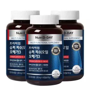 뉴트리디데이 프리미엄 슈퍼 피쉬오일 오메가3 1000mg×180캡슐 3개 부모님건강