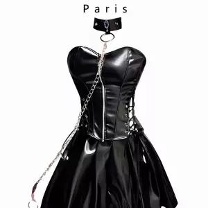 버니걸 코스튬 할로윈 버니 퀸 드레스 가죽 스커트 캣우먼 세트