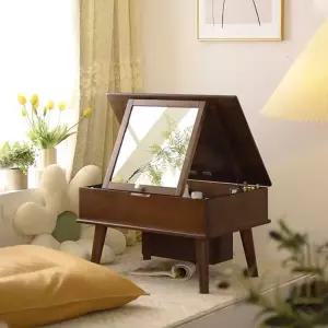 좌식 미니 화장대 거울 원목 수납 간이테이블 정리함