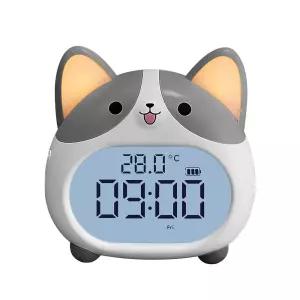 JUSTUP 강아지 알람 시계 야간 조명이 있는 시끄러운 벨 알람 시계 충전식 청소년 디지털 시계 6가지 알람