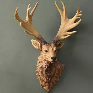 트로피 사슴 모형 사무실 장식 회사 서재 벽 뿔 시뮬레이션된 색상 머리