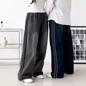 [모로엠] 남성 투라인 사이드 와이드 데님 팬츠 DMC-JEA-Q251024