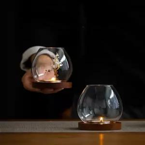 결혼식용 레스토랑 투명 원형 유리 캔들 워머 랜턴