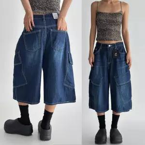 카고버뮤다데님 여름 링사원단 얇은 데님 통반바지