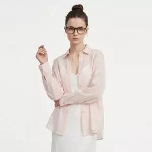 [샵앤] 여성 파스텔 하객룩 시스루 심플 긴팔 블라우스 EGG-WBL-21134