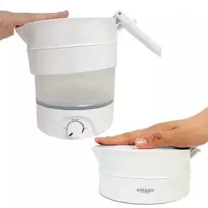 여행용 접이식 소형 전기포트 0.8L 화이트 휴대 간편 보관 캠핑 출장 원룸