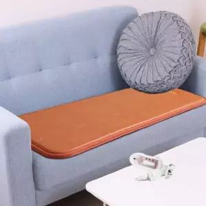 3인 좌석 전기 온열 방석 황토색 비닐 재질 물청소 가능 소파 거실 겨울용