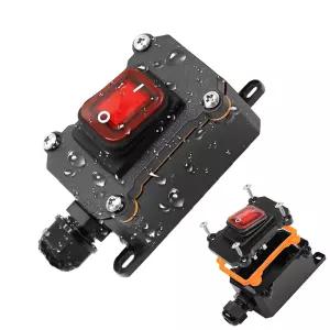 칼커스 12V 인라인 코드 스위치 IP67 방수 20A 실외 ON/OFF 토글 DC 12V-24V 빨간색 LED 로커 버튼 전원
