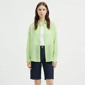 [NS홈쇼핑][샵앤] 여성 카라넥 스트라이프 시스루 루즈핏 셔츠 NARU-WSH-21140..