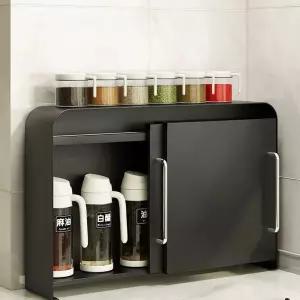 조미료 수납장 슬라이딩 양념장 블랙 선반 컵 보관