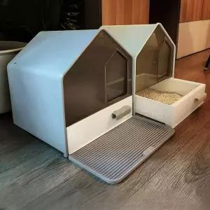 고양이화장실 밀폐형 배변통 안튀는 투명유리 대형 반려묘