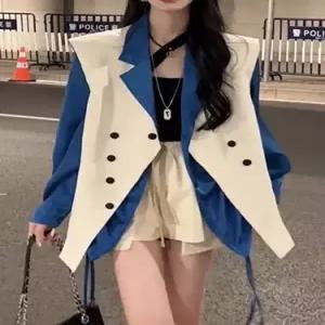 EAMT 여사친 캐주얼 조끼 봄가을 가죽+가죽반바지+셔츠 루즈핏 EUNG3