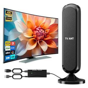 스마트 TV용 WERCHTAY 디지털 실내 TV 안테나 - 신호 부스터가 장착된 4K 1080p HD 로컬 채널 - 고이득 컴팩트 안테나 스타일 칼럼