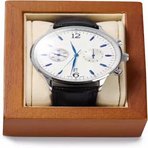 Oirlv 솔리드 우드 싱글 시계 디스플레이 스탠드 쇼케이스 주얼리 홀더(사각 크리미 화이트)