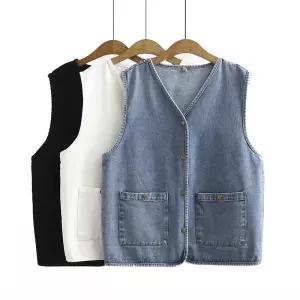 빅사이즈 가을 데님 여름 캐주얼 청조끼 여성