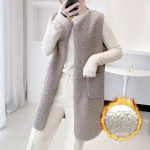 양털 후리스 조끼 여자 뽀글이 보온 누빔 롱 베스트 브이넥 예쁜 간절기