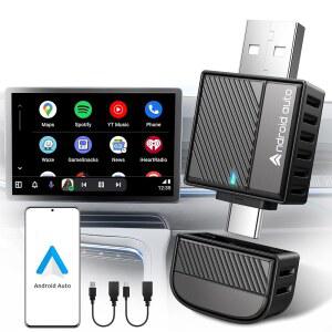바이트웨이브 안드로이드 오토 무선 어댑터, 2025 NFC 및 블루투스 5.3 유선에서 카 동글로 변환 | 지연 시간 없음, 듀얼 밴드 WiFi, USB-A /Type-C, 플러그 앤 플레이, 미니 2016년 이상 차량에 적합