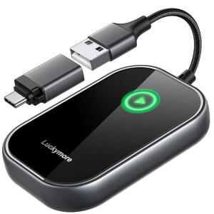 용 무선 카플레이 어댑터, 공장 유선 카플레이를 카플레이로 전환하여 2024년 업그레이드 플러그 앤 플레이 자동차용 오토 커넥트를 2015년부터 출시하고 테슬라 및 안도리드용 iOS 10+ 블랙은 제외합니다